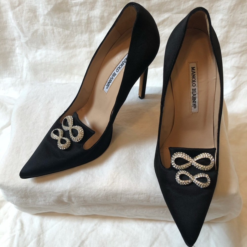 Black Manolo Blahnik Heels with Crystals